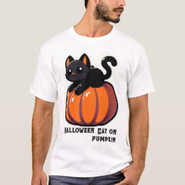 Halloween Cat på Pumpkin T Shirt