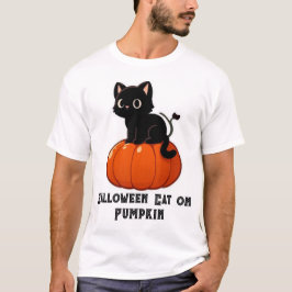 Halloween Cat på Pumpkin T Shirt
