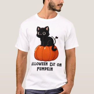 Halloween Cat på Pumpkin T Shirt