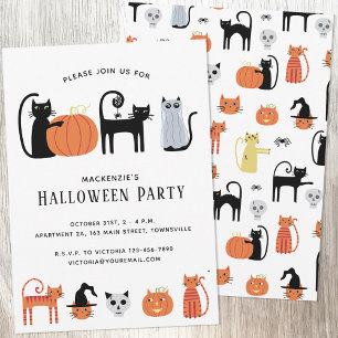 Halloween Cat Party-inbjudan Inbjudningar