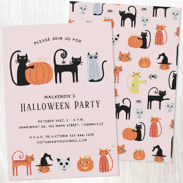 Halloween Cat Party-inbjudan Inbjudningar