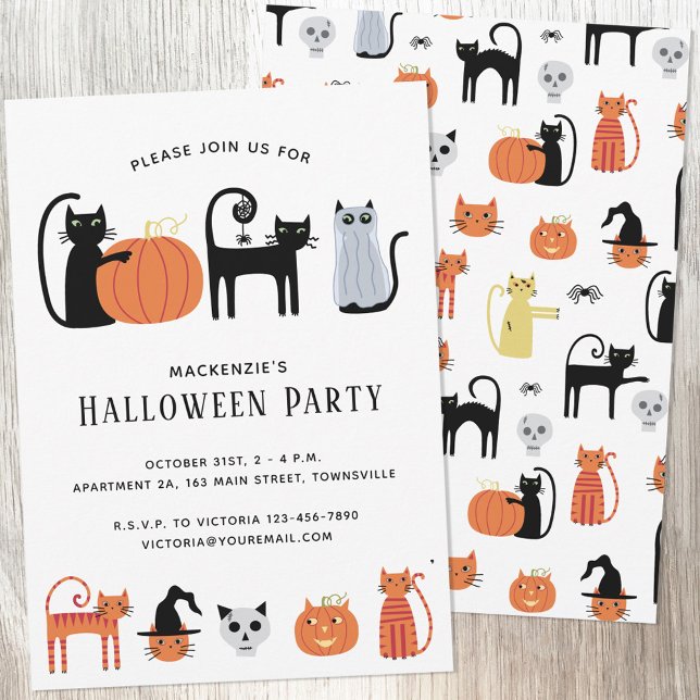 Halloween Cat Party-inbjudan Inbjudningar (Skapare uppladdad)