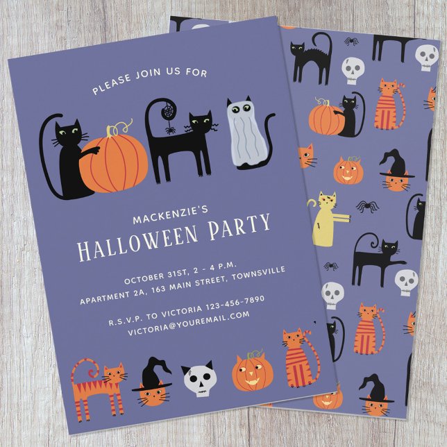 Halloween Cat Party Inbjudningar (Skapare uppladdad)