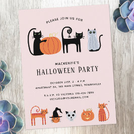 Halloween Cat Party-inbjudningskort Helg Vykort
