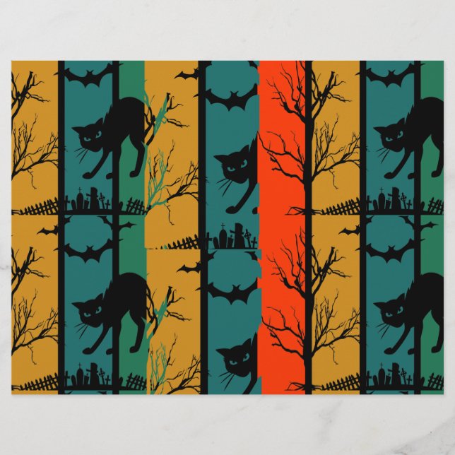 Halloween Cat Party-skrapbok Papper Reklamblad (Framsidan)