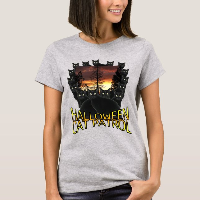 Halloween Cat Patrol Tee Shirt (Framsida)