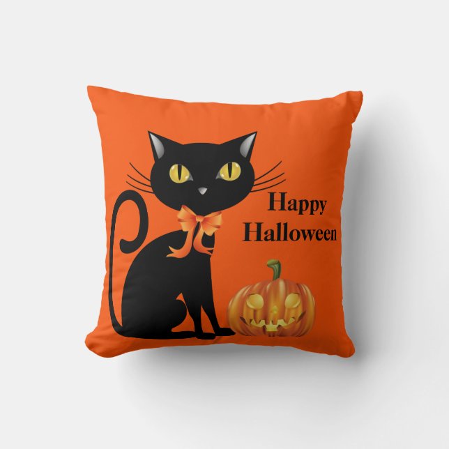 Halloween Cat Pillow Kudde (Framsida)