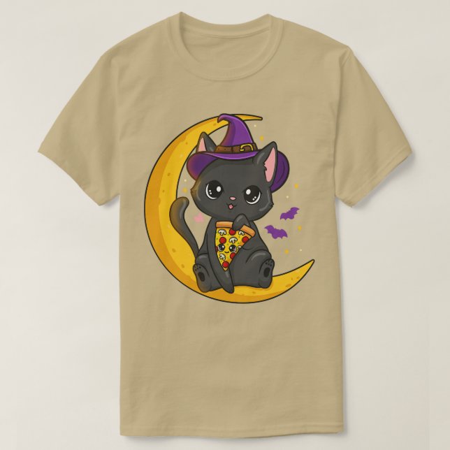 Halloween Cat Pizza T Shirt (Design framsida)