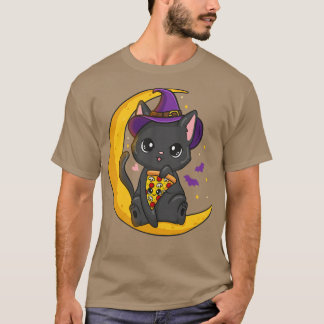 Halloween Cat Pizza T Shirt