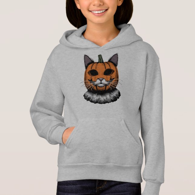 Halloween Cat, Pumpkin Ansikte T Shirt (Framsida)