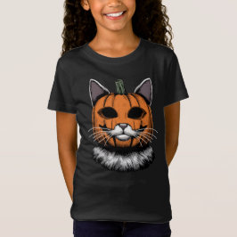 Halloween Cat, Pumpkin Ansikte T Shirt