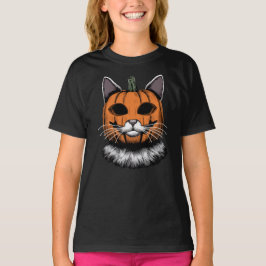Halloween Cat, Pumpkin Ansikte T Shirt