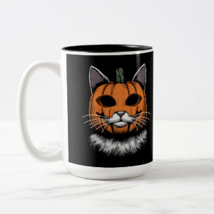 Halloween Cat, Pumpkin Ansikte Två-Tonad Mugg