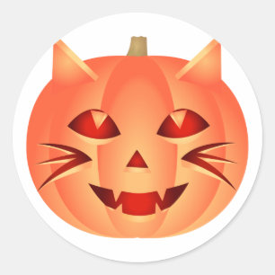 Halloween Cat Pumpkin Runt Klistermärke