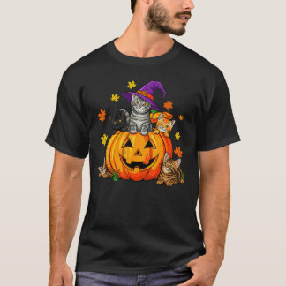 Halloween Cat Pumpkin Spooky Season Men Women Cute T Shirt