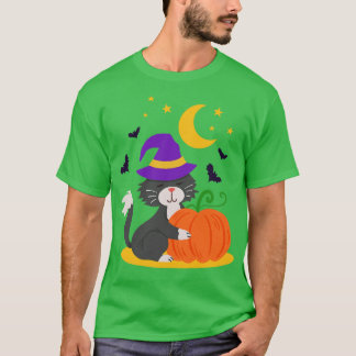 Halloween Cat Pumpkin T Shirt