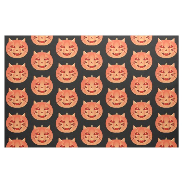 Halloween Cat Pumpkin Tyg (Fat Quarter)