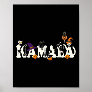 Halloween Cat Pumpkin Witch Hat Älskare Kamala Har Poster