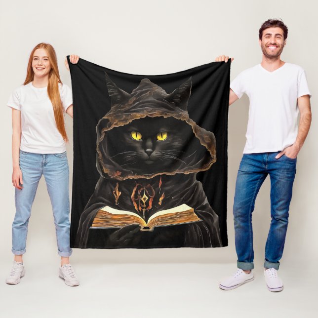 Halloween Cat Reading Preys Anatomy Spell List Fleecefilt (På plats)