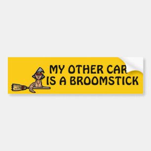 Halloween Cat Riding Broomstick Bildekal