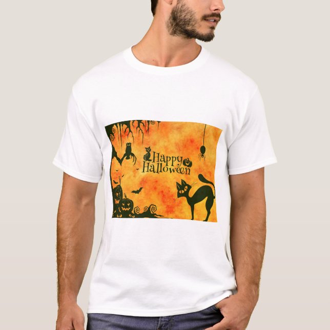 Halloween Cat Scary Surreal The Atmosphere T Shirt (Framsida)