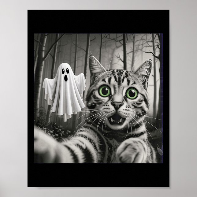 Halloween Cat Selfie With Soky Ghost  Poster (Framsidan)
