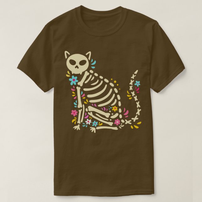 Halloween Cat Skeleton 1 T Shirt (Design framsida)