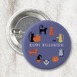Halloween Cat Spooky Knapp<br><div class="desc">Cute- och skurkkatter,  pumpanternor och spöken. Roligt för ett Halloween fest eller ändra texten till att anpassa. Originalkonst av Nic Squirrell.</div>
