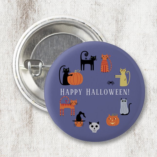 Halloween Cat Spooky Knapp (Happy Halloween fun cat button)