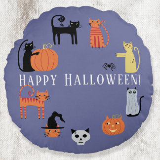 Halloween Cat Spooky Rund Kudde