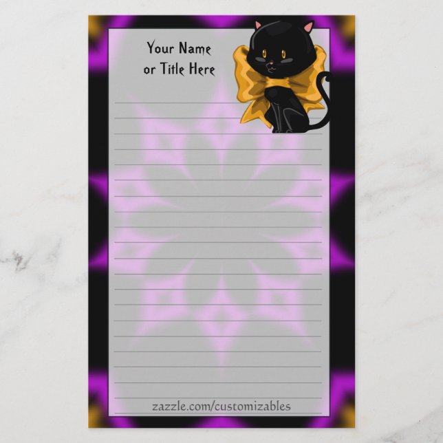 Halloween Cat Stationery Brevpapper (Framsida)