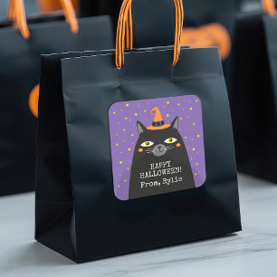 Halloween Cat Sticker Fyrkantigt Klistermärke