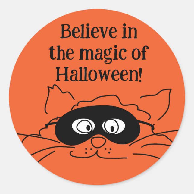 Halloween Cat Sticker Runt Klistermärke (Framsida)