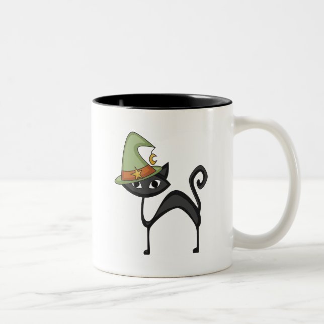 Halloween Cat T-shirts och presenter Två-Tonad Mugg (Höger)