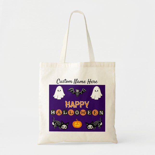 Halloween Cat Tote Bag - Personalisera Tygkasse (Framsidan)