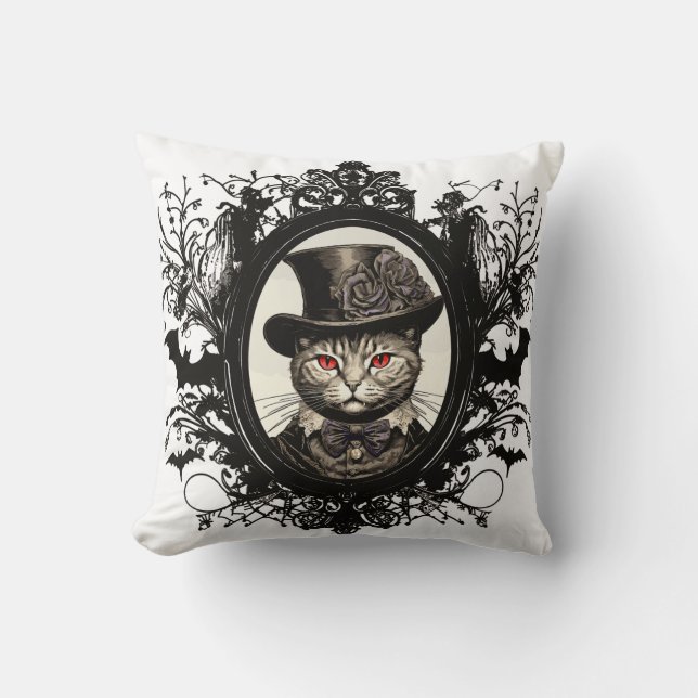 Halloween Cat, Vampire Cat, dam fangs Kudde (Framsida)