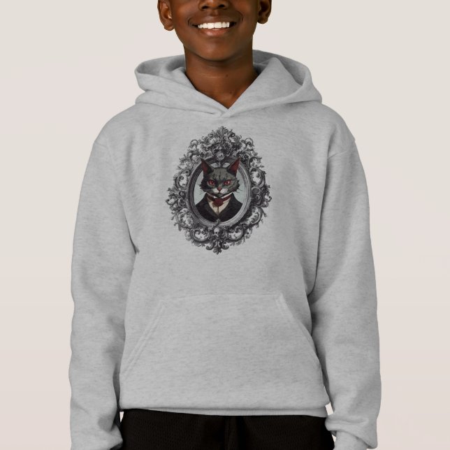 Halloween Cat, Vampire Cat Porträtt T Shirt (Framsida)