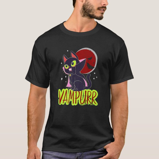Halloween Cat Vampire Vampurr Cat Dam Women Manar  T Shirt (Framsida)