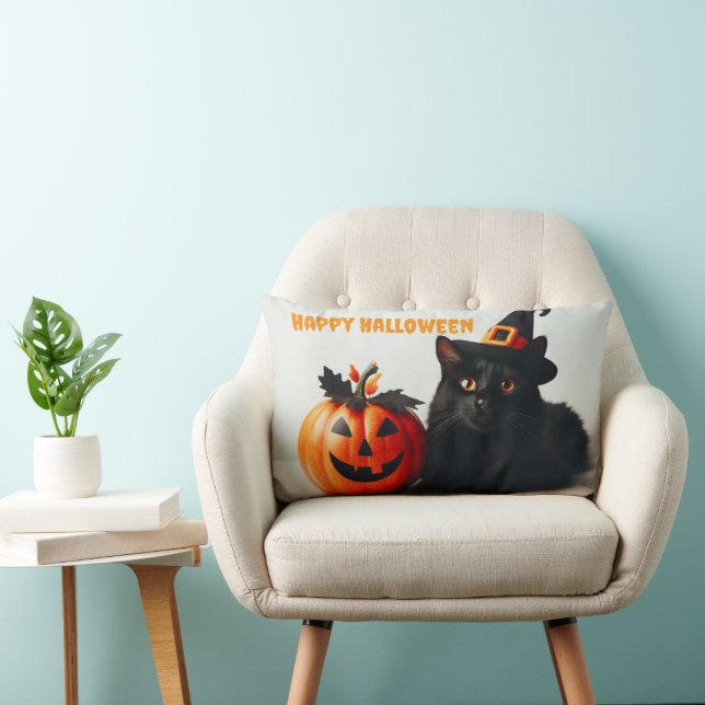 Halloween Cat White Lumbarkudde (Stol)