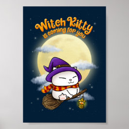 Halloween Cat Witch Kattunge Poster