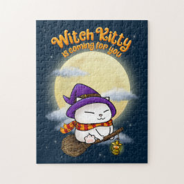 Halloween Cat Witch Kattunge Pussel