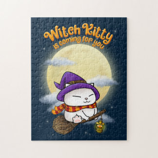Halloween Cat Witch Kattunge Pussel