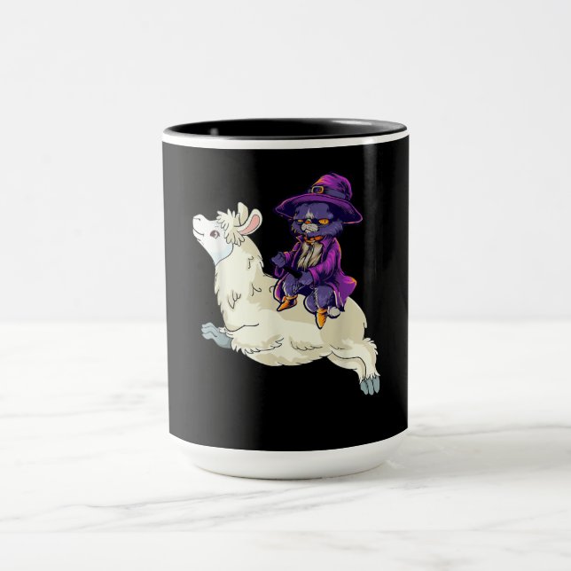 Halloween Cat Witch Llama Costume Gift Mugg (Center)