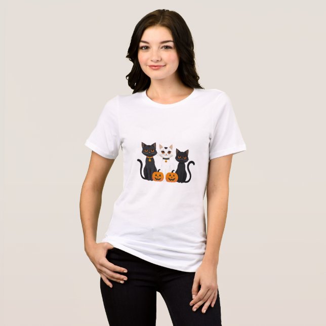 Halloween Cat Women's T-Shirt - Spooky Cute Design (Framsida Full)