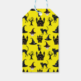 HALLOWEEN CATS CASTLES HATS DÖSKALLAR TRÄD PRESENTETIKETT