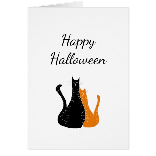 Halloween Cats Cute Black Orange Greeting Card OBS Kort (Framsidan)