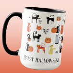 Halloween Cats Cute Spooky Mugg<br><div class="desc">Det gör att du leker på Halloween-kattunge. Katthäxor,  spöken,  zombies och pumplyktor. Ändra texten som du vill anpassa. Originalkonst av Nic Squirrell.</div>