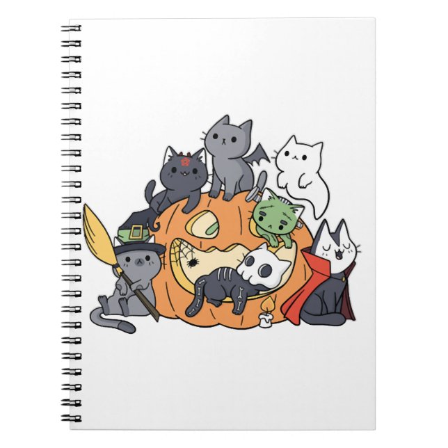 Halloween Cats Kittens Anteckningsbok (Framsidan)