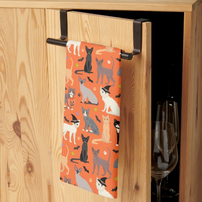 Halloween Cats Kökshandduk (Thirds Fold)