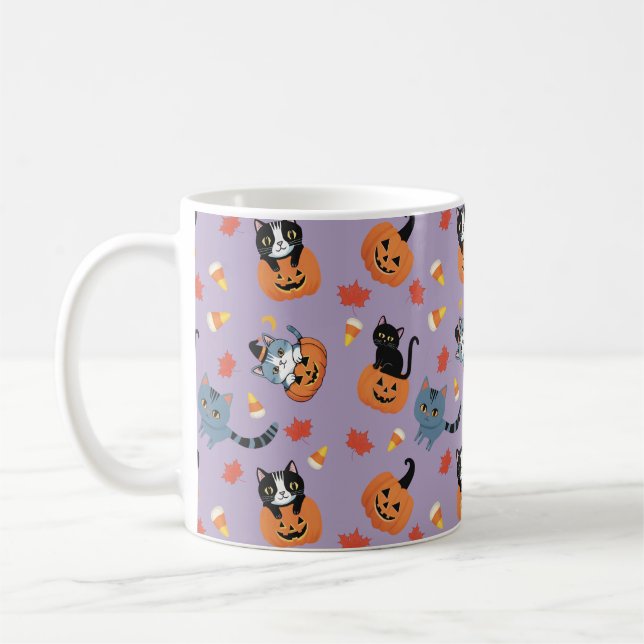 Halloween Cats 'N Pumpkins Kaffemugg (Vänster)